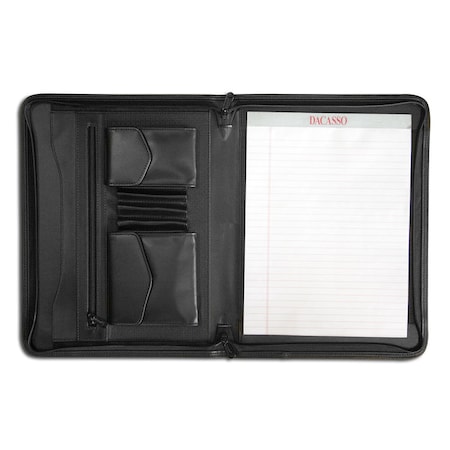 Dacasso Black Leather Enhanced Zip-Around Portfolio EI-1004